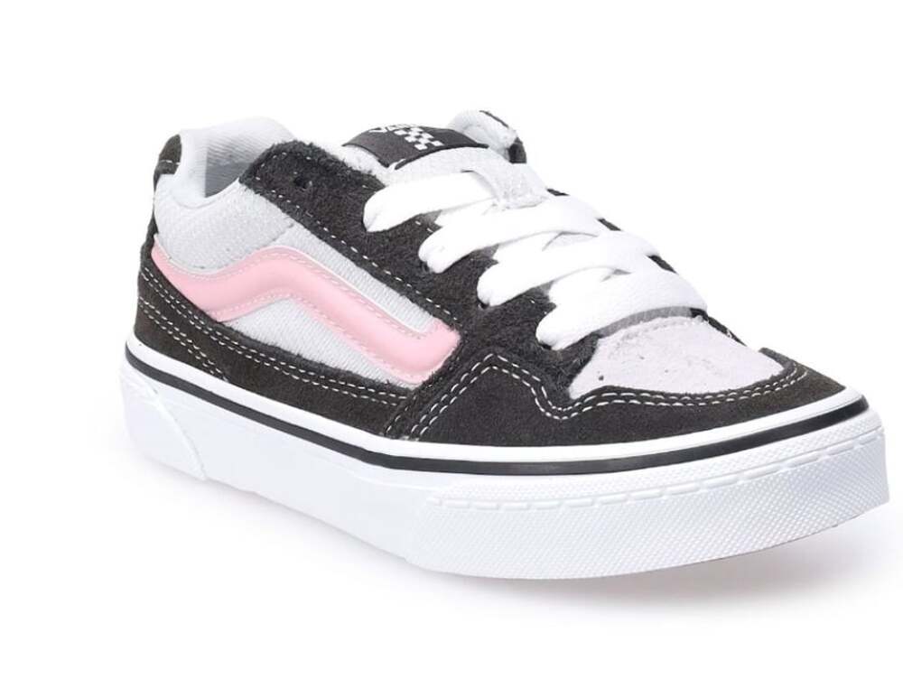 Vans Caldrone Kids Skate Shoes Black White Pink Size 6 Big Kids